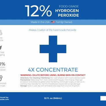 32 fl oz 12% Food Grade Hydrogen Peroxide Label