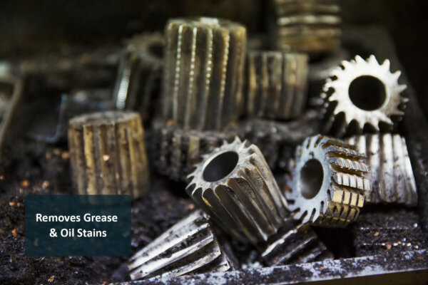 close up of various shaped metal cogs and threads peroxide