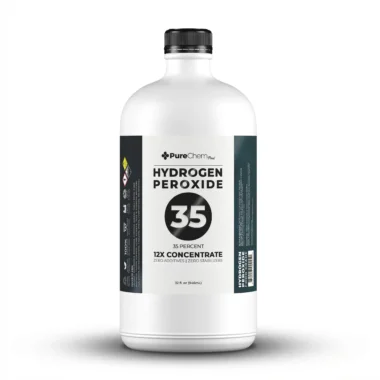 One 32-ounce bottle of 35% food grade hydrogen peroxide (12X concentrate) displayed on a white background with a premium label and vented cap.
