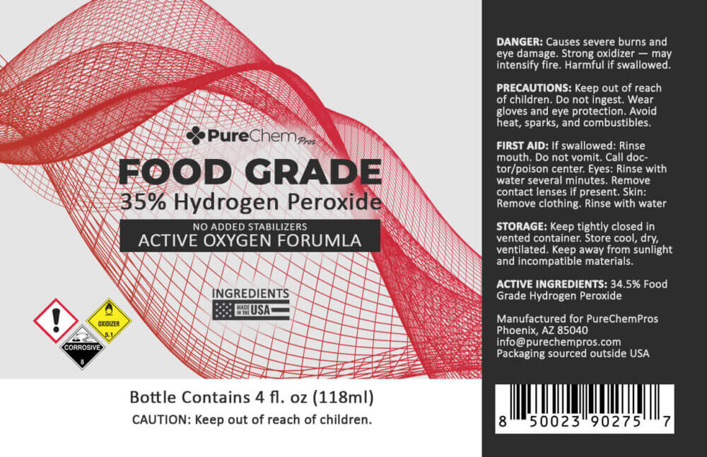 35% Food Grade Hydrogen Peroxide 4oz Glass Dropper - Image 2