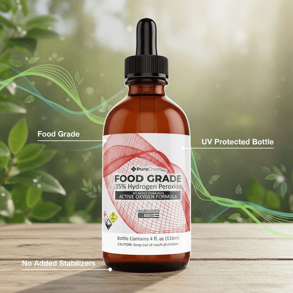 35% Food Grade Hydrogen Peroxide 4oz Glass Dropper - Image 3